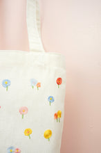 Cotton Candy Flowers on Natural Canvas Medium Tote