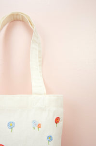 Cotton Candy Flowers on Natural Canvas Medium Tote