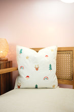 Santa and Rainbows on Light Canvas Cushion Cover