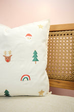 Santa and Rainbows on Light Canvas Cushion Cover