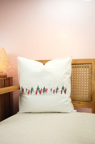 White Christmas on Light Canvas Cushion Cover