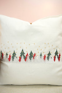 White Christmas on Light Canvas Cushion Cover