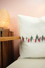 White Christmas on Light Canvas Cushion Cover