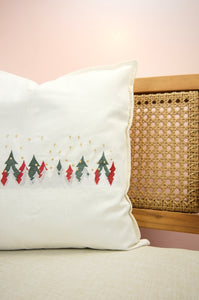 White Christmas on Light Canvas Cushion Cover