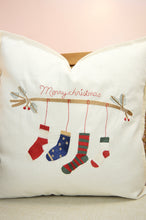 Christmas Socks on Light Canvas Cushion Cover