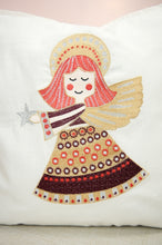 Red Haired Angel on Light Canvas Cushion Cover