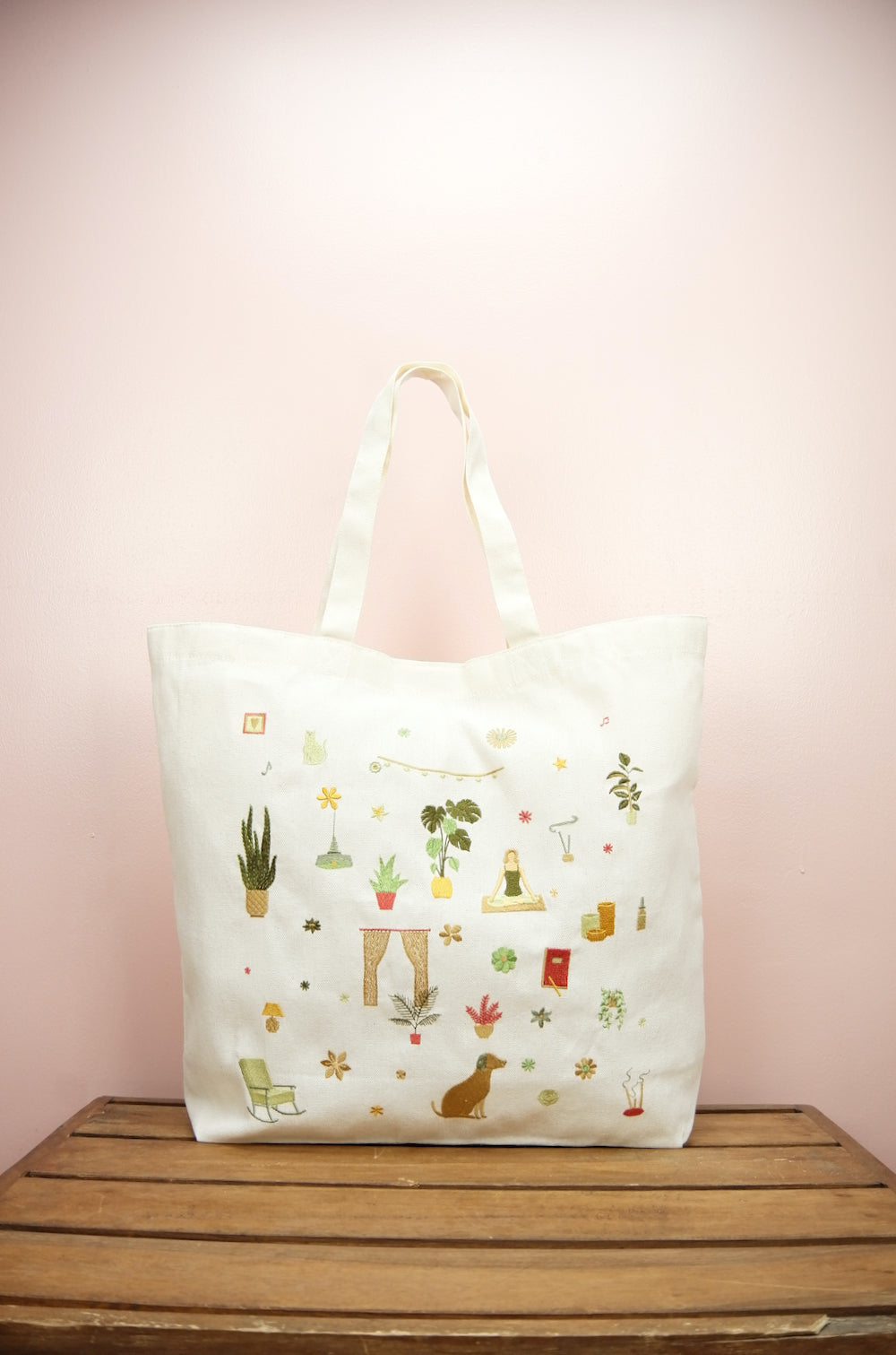 Yoga on Natural Canvas Shopping Tote