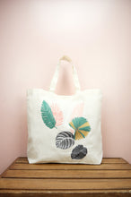 Assorted Leaves on Natural Canvas Shopping Tote