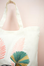 Assorted Leaves on Natural Canvas Shopping Tote