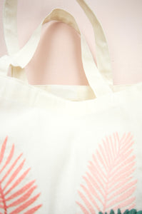 Assorted Leaves on Natural Canvas Shopping Tote