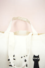 Black and White Cats on Natural Canvas Shopping Tote