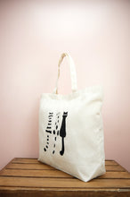 Black and White Cats on Natural Canvas Shopping Tote