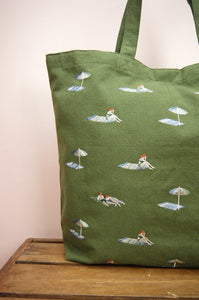 Beach on Moss Canvas Shopping Tote