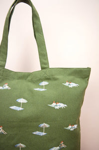 Beach on Moss Canvas Shopping Tote