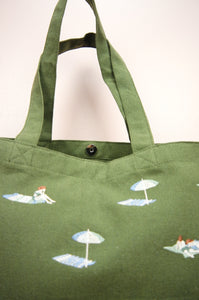 Beach on Moss Canvas Shopping Tote