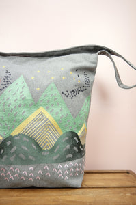 Mountains at Dusk on Gray Canvas Medium Sling Bag