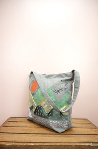 Mountains at Dusk on Gray Canvas Medium Sling Bag