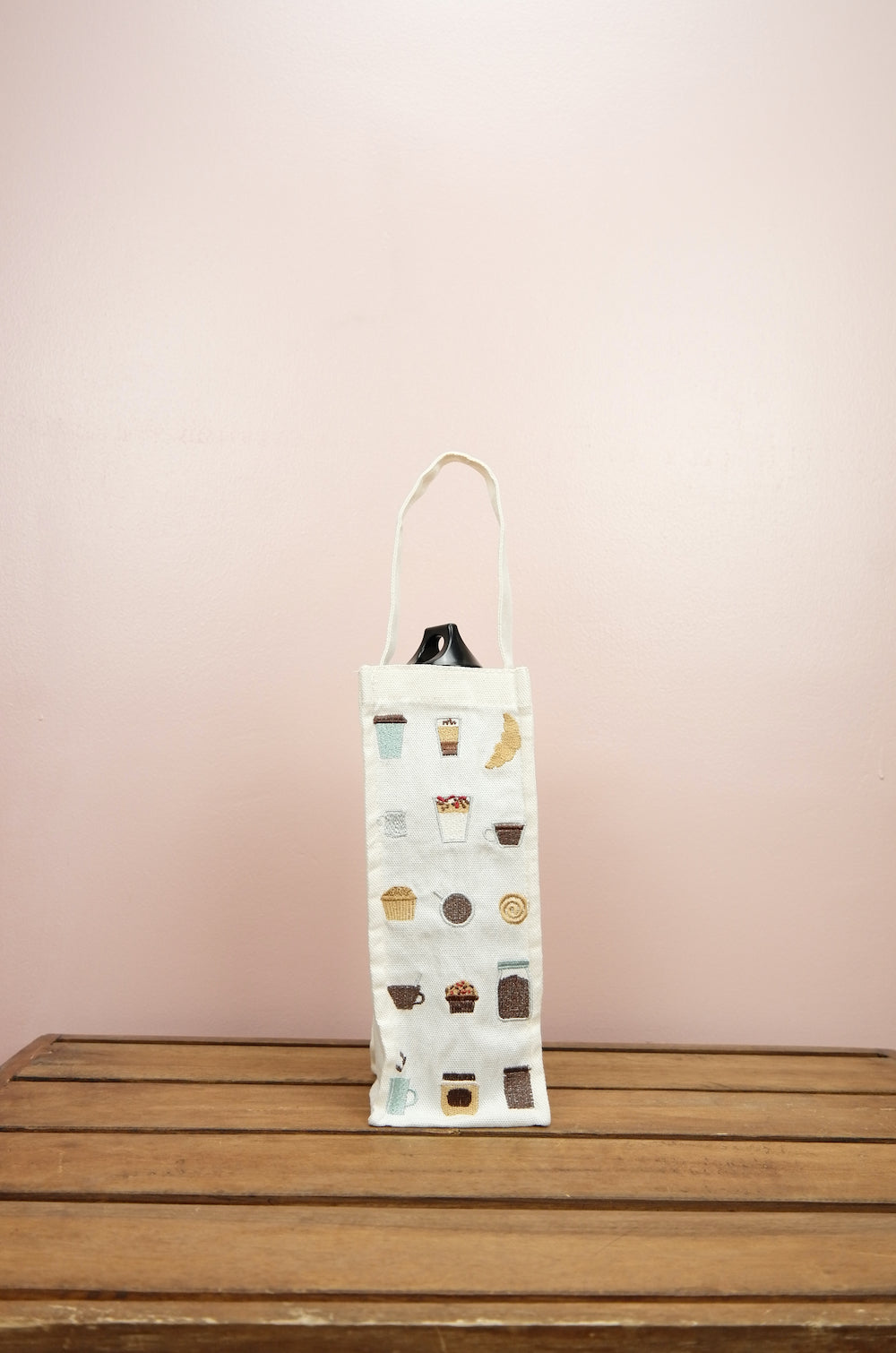 Coffee Lover on Natural Canvas Water Bottle Bag