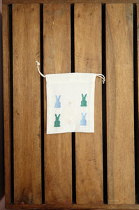 Bunny Shapes on Light Canvas Mini Drawstring Pouch