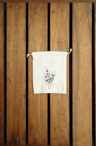 Bouquet on Light Canvas Mini Drawstring Pouch