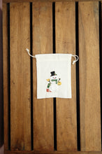 Snowman with Lantern on Light Canvas Mini Drawstring Pouch