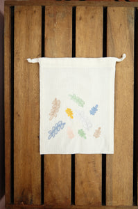 Colorful Leaves on Light Canvas Medium Drawstring Pouch