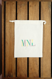 MNL (Manila) on Light Canvas Medium Drawstring Pouch