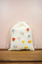 Cotton Candy Flowers on Light Canvas Mini Drawstring Pouch