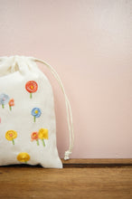 Cotton Candy Flowers on Light Canvas Mini Drawstring Pouch