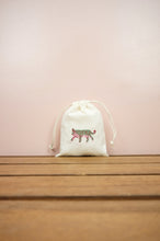 Pink and Green Tiger on Light Canvas Mini Drawstring Pouch