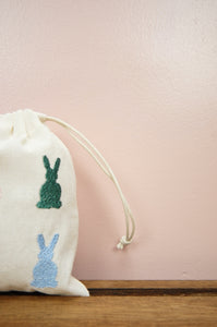 Bunny Shapes on Light Canvas Mini Drawstring Pouch