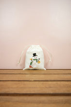 Snowman with Lantern on Light Canvas Mini Drawstring Pouch