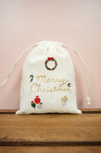 Christmas Elements on Light Canvas Mini Drawstring Pouch