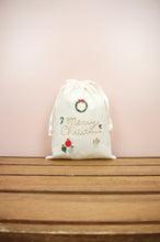 Christmas Elements on Light Canvas Medium Drawstring Pouch