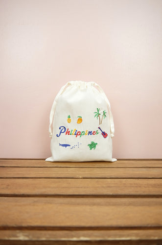 Philippines on Light Canvas Medium Drawstring Pouch