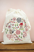 Red Riding Hood on Light Canvas Medium Drawstring Pouch