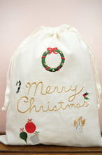 Christmas Elements on Light Canvas Mini Sac