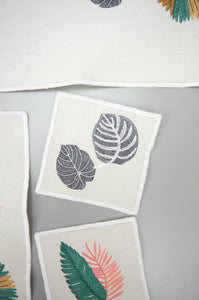 Assorted Leaves on Natural Canvas Coaster