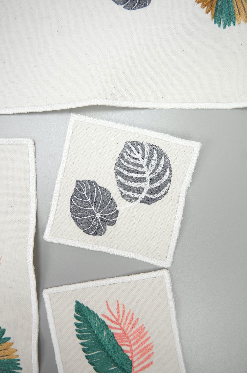 Assorted Leaves on Natural Canvas Coaster