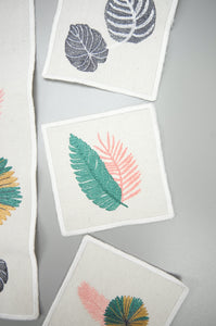 Assorted Leaves on Natural Canvas Coaster