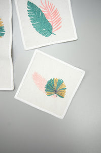 Assorted Leaves on Natural Canvas Coaster