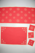 Gold Snowflakes on Red Canvas Table Runner 6-8 Seater