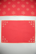 Gold Snowflakes on Red Canvas Table Runner 6-8 Seater