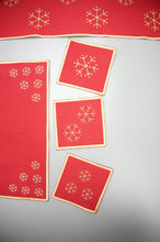 Gold Snowflakes on Red Canvas Coaster