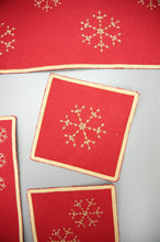 Gold Snowflakes on Red Canvas Coaster