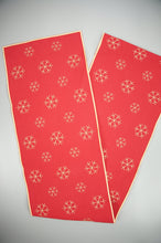 Gold Snowflakes on Red Canvas Table Runner 6-8 Seater