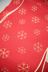 Gold Snowflakes on Red Canvas Table Runner 6-8 Seater