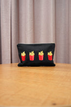 Fries Fries on Black Canvas Small Zip Up Pouch