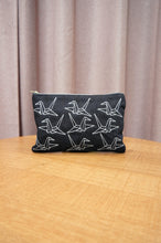 Paper Cranes on Small Denim Zip Up Pouch