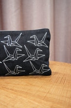 Paper Cranes on Small Denim Zip Up Pouch